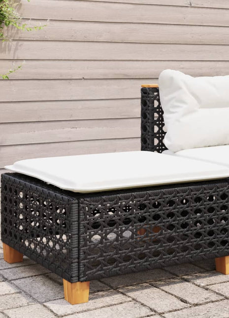 Tuinkruk met kussen 63,5x56x32 cm poly rattan zwart
