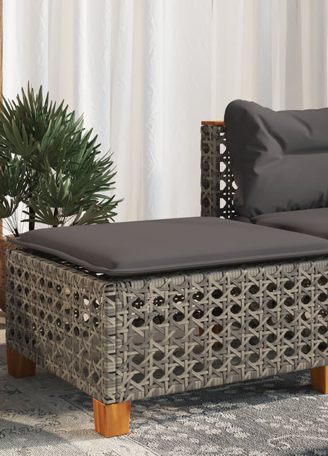 Tuinkruk met kussen 63,5x56x32 cm poly rattan grijs