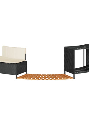 Hottub-ombouw poly rattan en massief acaciahout zwart