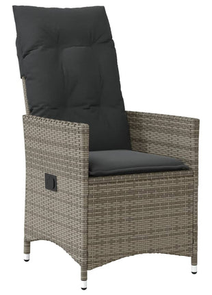 Tuinstoel verstelbaar met kussens poly rattan grijs