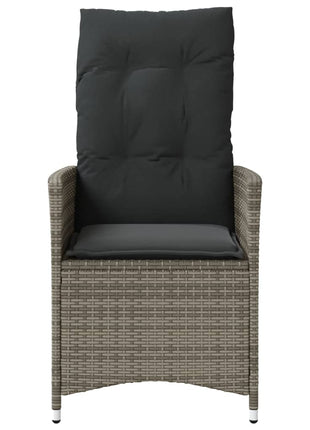 Tuinstoel verstelbaar met kussens poly rattan grijs