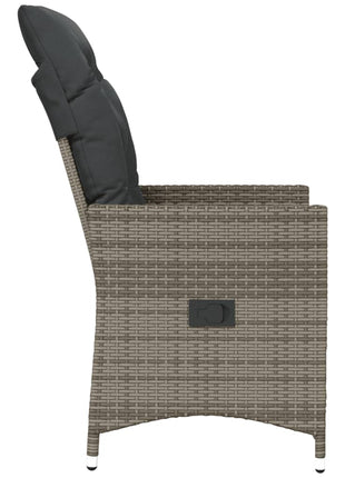 Tuinstoel verstelbaar met kussens poly rattan grijs