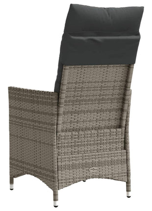 Tuinstoel verstelbaar met kussens poly rattan grijs