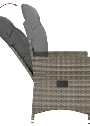 Tuinstoel verstelbaar met kussens poly rattan grijs