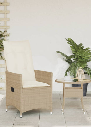 Tuinstoel verstelbaar met kussens poly rattan beige