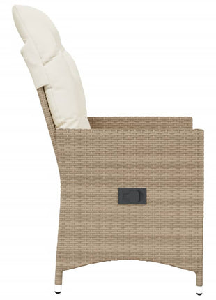 Tuinstoel verstelbaar met kussens poly rattan beige