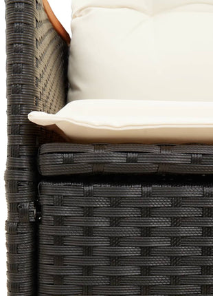 Tuinstoel verstelbaar met kussens poly rattan zwart