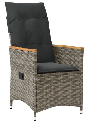 Tuinstoel verstelbaar met kussens poly rattan grijs
