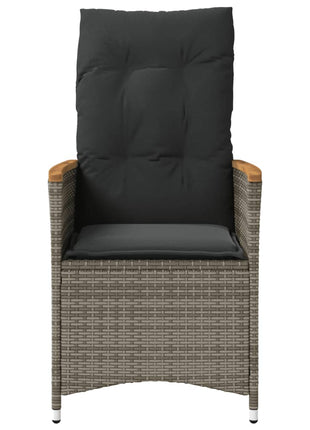 Tuinstoel verstelbaar met kussens poly rattan grijs