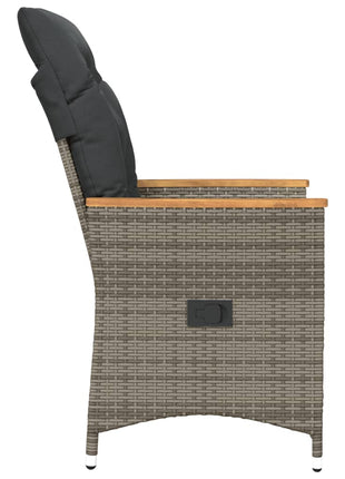 Tuinstoel verstelbaar met kussens poly rattan grijs