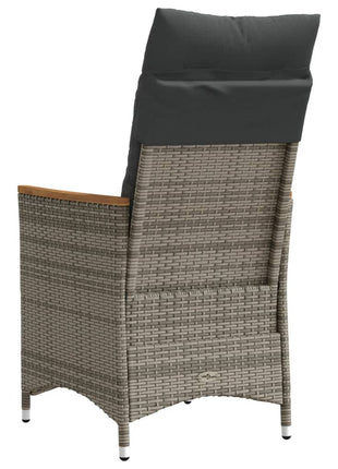 Tuinstoel verstelbaar met kussens poly rattan grijs