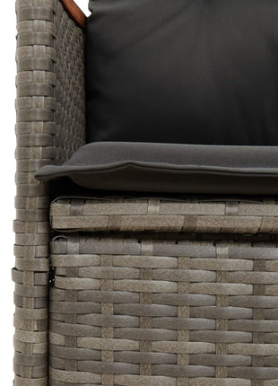 Tuinstoel verstelbaar met kussens poly rattan grijs