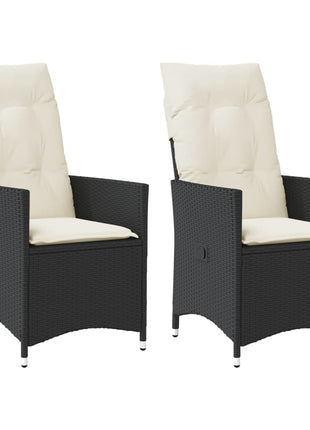 Tuinstoelen 2 st verstelbaar met kussens poly rattan zwart