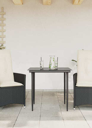 Tuinstoelen 2 st verstelbaar met kussens poly rattan zwart