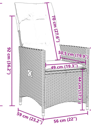 Tuinstoelen 2 st verstelbaar met kussens poly rattan zwart