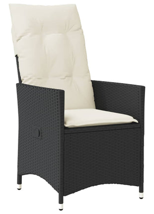 Tuinstoelen 2 st verstelbaar met kussens poly rattan zwart