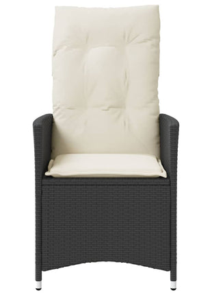 Tuinstoelen 2 st verstelbaar met kussens poly rattan zwart