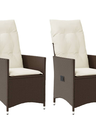 Tuinstoelen 2 st verstelbaar met kussens poly rattan bruin