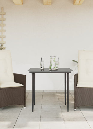 Tuinstoelen 2 st verstelbaar met kussens poly rattan bruin