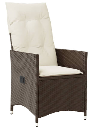 Tuinstoelen 2 st verstelbaar met kussens poly rattan bruin