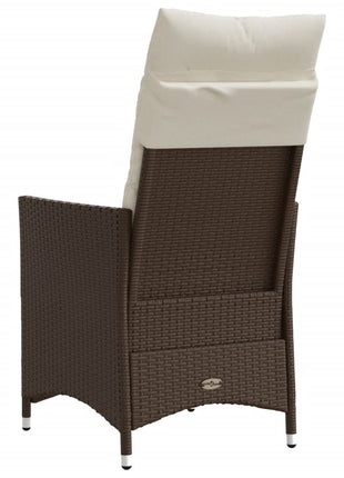 Tuinstoelen 2 st verstelbaar met kussens poly rattan bruin