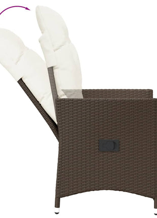 Tuinstoelen 2 st verstelbaar met kussens poly rattan bruin