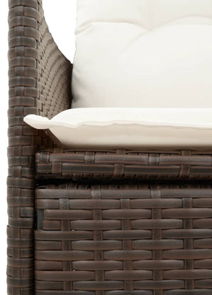Tuinstoelen 2 st verstelbaar met kussens poly rattan bruin