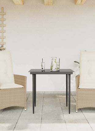 Tuinstoelen 2 st verstelbaar met kussens poly rattan beige
