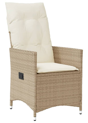 Tuinstoelen 2 st verstelbaar met kussens poly rattan beige