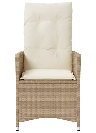 Tuinstoelen 2 st verstelbaar met kussens poly rattan beige