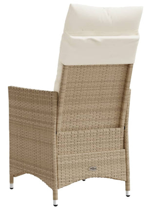 Tuinstoelen 2 st verstelbaar met kussens poly rattan beige