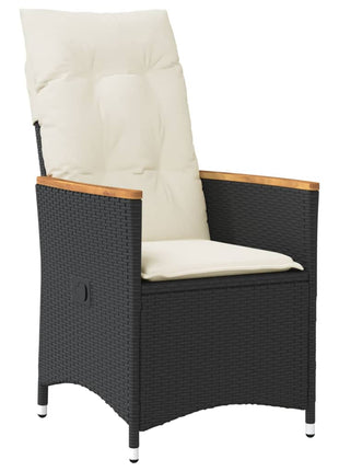 Tuinstoelen 2 st verstelbaar met kussens poly rattan zwart