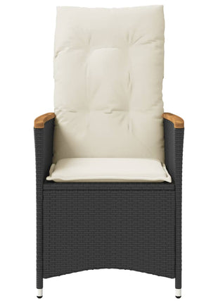 Tuinstoelen 2 st verstelbaar met kussens poly rattan zwart