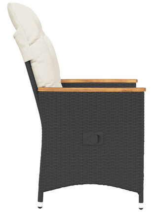 Tuinstoelen 2 st verstelbaar met kussens poly rattan zwart