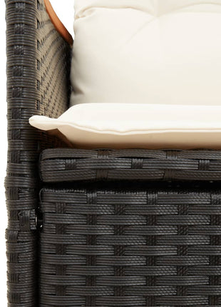 Tuinstoelen 2 st verstelbaar met kussens poly rattan zwart