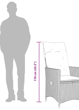 Tuinstoelen 2 st verstelbaar met kussens poly rattan zwart