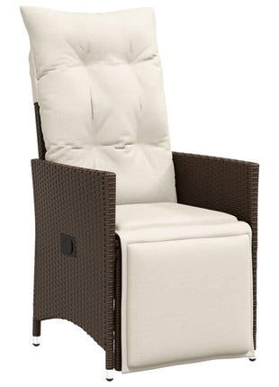 Tuinstoel verstelbaar met kussens poly rattan bruin