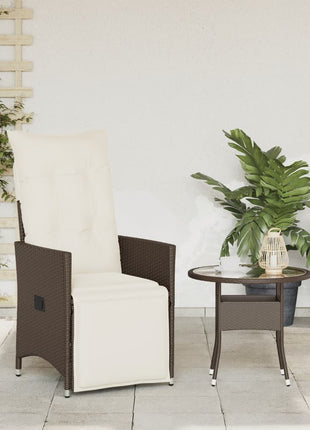 Tuinstoel verstelbaar met kussens poly rattan bruin