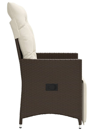 Tuinstoel verstelbaar met kussens poly rattan bruin