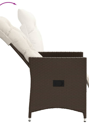 Tuinstoel verstelbaar met kussens poly rattan bruin