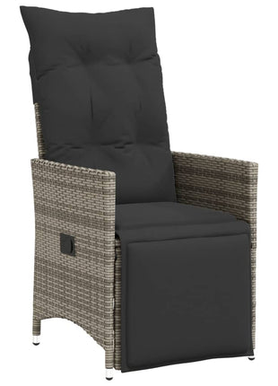 Tuinstoel verstelbaar met kussens poly rattan grijs