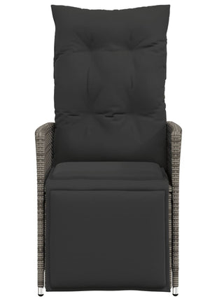 Tuinstoel verstelbaar met kussens poly rattan grijs