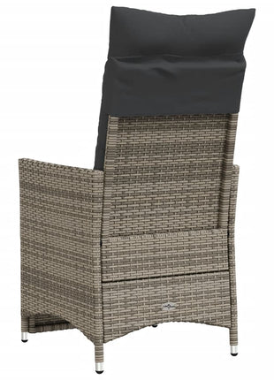 Tuinstoel verstelbaar met kussens poly rattan grijs