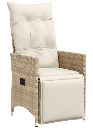 Tuinstoel verstelbaar met kussens poly rattan beige