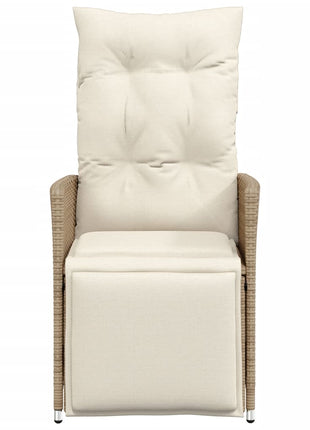 Tuinstoel verstelbaar met kussens poly rattan beige