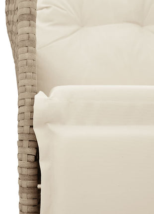 Tuinstoel verstelbaar met kussens poly rattan beige