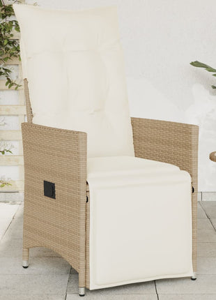 Tuinstoel verstelbaar met kussens poly rattan beige