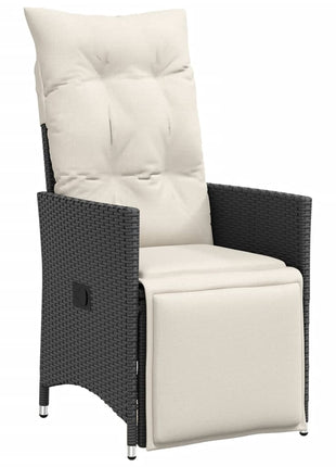 Tuinstoelen 2 st verstelbaar met kussens poly rattan zwart