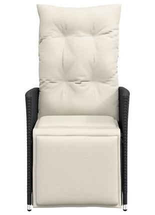 Tuinstoelen 2 st verstelbaar met kussens poly rattan zwart