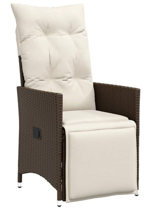 Tuinstoelen 2 st verstelbaar met kussens poly rattan bruin